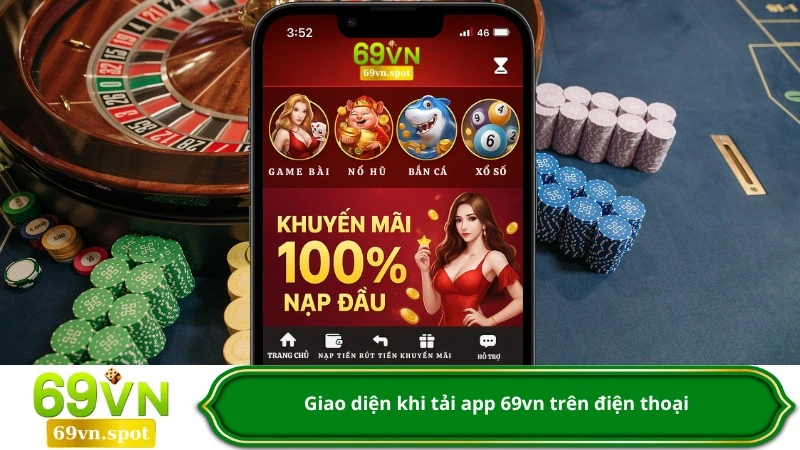 Giao diện khi tải app 69vn trên điện thoại